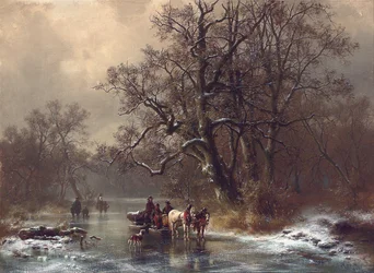 Holzfäller auf einem zugefrorenen Wasserweg, 1873