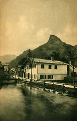 Der Mühlbach in Oberammergau, Bayern, Deutschland ca. 1922