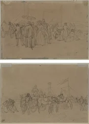 Passagiere für den Rhein-Dampfer (recto) Passagiere für den Rhein-Dampfer (verso)