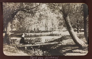Erster Weltkrieg: Die Ukraine in den Jahren 1914-1916 während der Invasion der deutschen Armee. Ein Park (s/w Foto)
