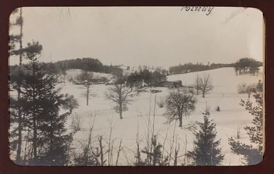 Erster Weltkrieg: die Ukraine in den Jahren 1914-1916 während der Invasion der deutschen Armee. Ansicht mit Schnee (s/w Foto)