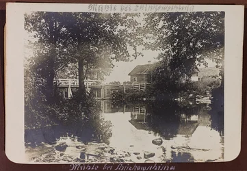 Erster Weltkrieg: Die Ukraine in den Jahren 1914-1916 während der Invasion der deutschen Armee. Brücke über den Fluss