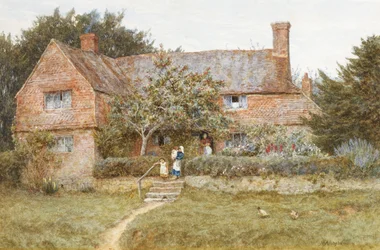 Ein Surrey Cottage mit einer Mutter und ihren Kindern