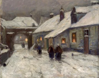 Winterliche Dorfstraße