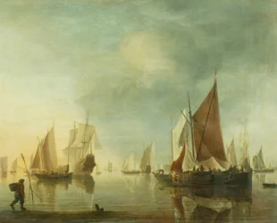 Schiffe vor Anker in ruhiger See; Abendlicht, ca. 1650-60
