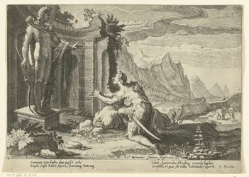 Kadmos fragt das Orakel von Delphi, was er tun soll, da er seine Schwester Europa nicht finden konnte