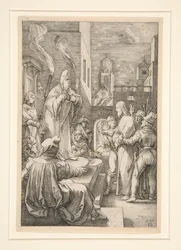 Christus vor Kajaphas, Tafel 4 aus der Serie „Die Passion Christi“