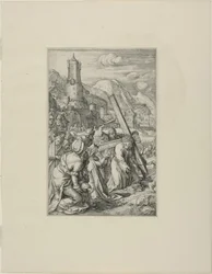 Christus trägt das Kreuz, Platte neun aus der Passion Christi