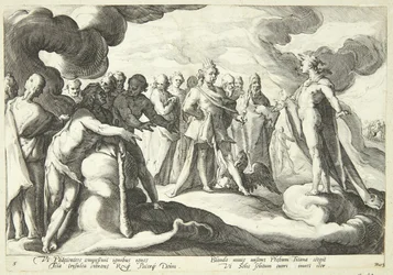 Jupiter und die Götter bitten Helios, die Kontrolle über den Sonnenwagen wieder aufzunehmen