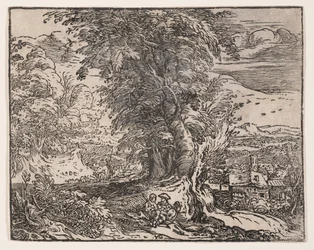 Landschaft mit einem Hirtenpaar