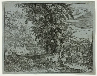 Landschaft mit einem Hirtenpaar, aus Vier kleine Landschaften