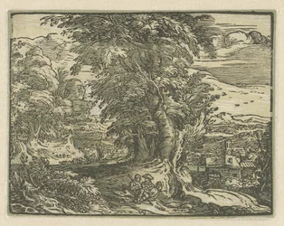 Landschaft mit sitzendem Paar (Serie: Vier kleine Landschaften)