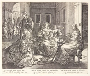 Lucretia spinnt mit ihren Hofdamen