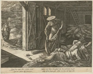 Ruth und Boas in der Scheune, Blatt 3 der Folge "Die Geschichte der Ruth"