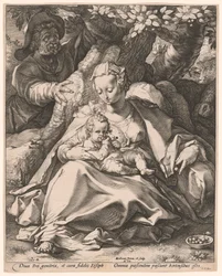 Die Heilige Familie unter einem Kirschbaum