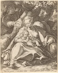 Die Heilige Familie unter einem Kirschbaum