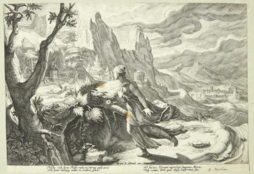 Thisbe erschreckt durch den Löwen