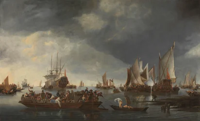 Hafen mit Segelbooten und Fähre