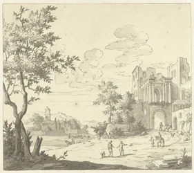 Italienische Landschaft mit Ruine