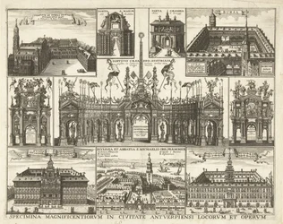 Blatt mit zehn Darstellungen des Einzugs des Kardinal Infant Ferdinand in Antwerpen, 1635