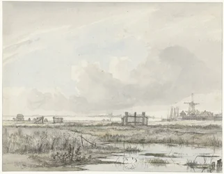 Sumpfige Landschaft außerhalb einer Stadt