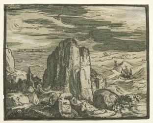 Aus einem Satz von 4 Landschaften: Klippe am Meer