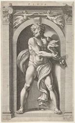 Pluto, auf der Rückseite Skizzen einer Figur, vier Köpfe und eine Säule, 1592