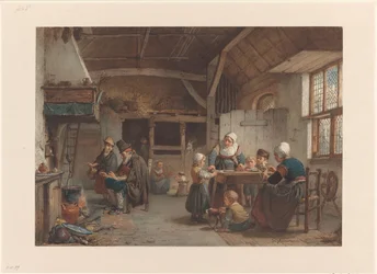 Bauerninterieur, Familie in der Küche