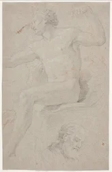 Sitzendes männliches Modell und bärtiger Männerkopf