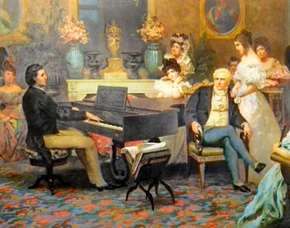 Chopin spielt Klavier im Salon des Fürsten Radziwiłł