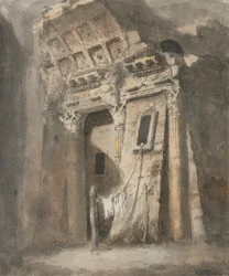 Verfallener Torbogen mit Wäscheleine, möglicherweise in Rom