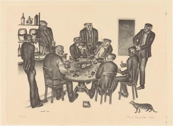 Kartenspielende Männer in einer Bar