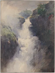 Ein Wasserfall in den Bergen