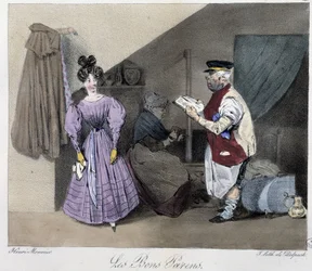 Die guten Eltern - in „Esquisses parisiennes“ von Henri Monnier, ed. Delpech, Paris