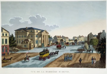 Die Barriere Saint-Denis, ca. 1827 - in „Vues de Paris“ von Courvoisier
