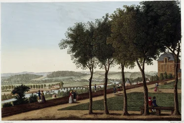 Ansicht von der Terrasse von St Germain en Laye - in „Vues de Paris“ von Courvoisier