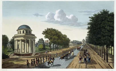 Ansicht des Jardin de Monceau - in „Vues de Paris“ von Courvoisier