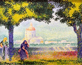 Ansicht der Kirche Santa Maria degli Angeli bei Assisi, 1909