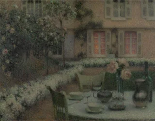 Der Tisch im Weißen Garten in Gerberoy, um 1900