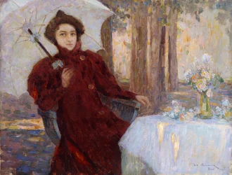 Frau mit einem Regenschirm
