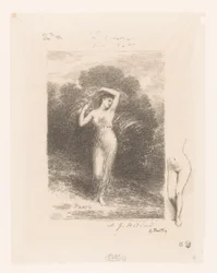 Junge Frau mit Schal (Illustrations pour les Poésies d