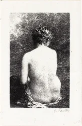 Studie einer sitzenden Frau, von hinten gesehen