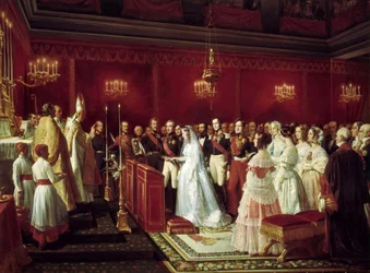 Hochzeit von Prinzessin Victoria von Sachsen-Coburg und Prinz Louis, Herzog von Nemours in Saint-Cloud, 27. April