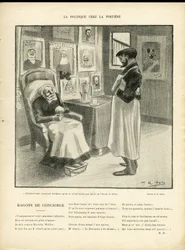 Illustration von H. G. Ibels (1867-1936) in Le Rire, 08/01/10 - Politik im Portiere - Ausländische Souveräne, Identifikator - Loubet Emile