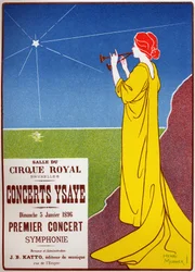 Musik. Ysaye-Konzerte in Brüssel. Plakat von H. Meunier, Belgien