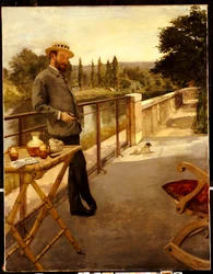 Ein eleganter Mann auf einer Terrasse, 1885