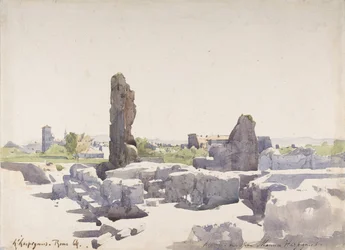 Blick auf das Kolosseum von der Basilika des Domitian und dem Flavischen Palast, Rom