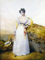 Porträt einer Dame in einer Landschaft