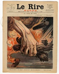 Titelblatt von Das rote Lachen, Satirisch in Farben