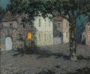Mondbeschienener Stadtplatz in Cherbourg